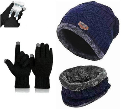 RUCHIKA ENTERPRISES Self Design Beanie Cap(Pack of 3)