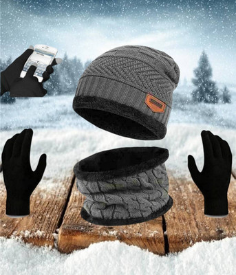 HUB RADHIKA FASHION Self Design Beanie Cap(Pack of 3)