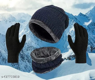 HUB RADHIKA FASHION Self Design Beanie Cap(Pack of 3)