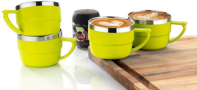 FIT 4 CHEF Pack of 4 Stainless Steel(Yellow, Cup Set)