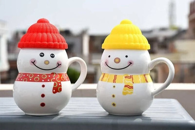 varyon Ceramic Snowman Cup/Mug with Silicon Ceramic Coffee Mug(300 ml)