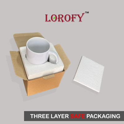 LOROFY Beautiful Floral Design Printed White Ceramic Coffee Mug(350 ml)