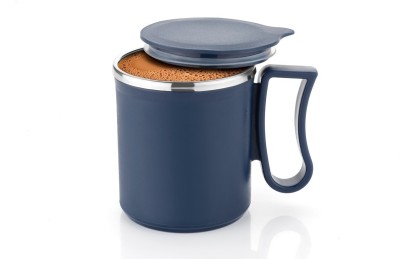 FIT 4 CHEF Stainless Steel Coffee with Lid (300 ml, Navy Blue) (Pack of 1) Stainless Steel Coffee Mug(300 ml)