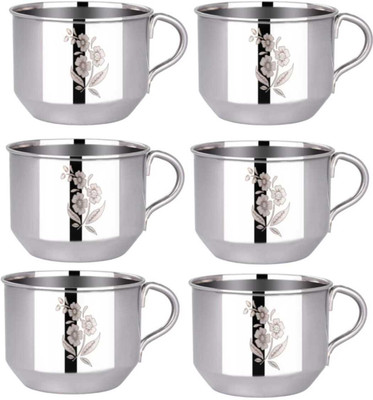 Tea Cups Pack of 6| Coffee Cups | Mini Cups Set of 6 | Chai ka Cup Stainless Steel Coffee Mug(70 ml, Pack of 6)