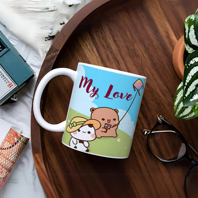 Printhorizon I Love You Printed Coffee Cup for Valentines Day Bubu Dudu CoupleM_57 Ceramic Coffee Mug(325 ml)