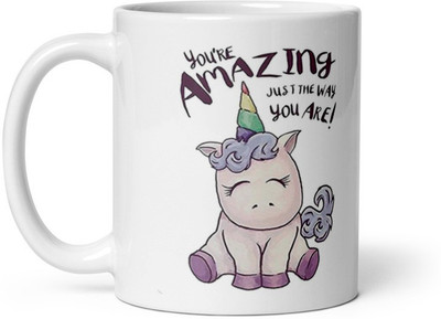 GIFTMART You're Amazing Just I The Way You are Printed with Unicorn with Glossy Finish Ceramic Coffee Mug(330 ml)