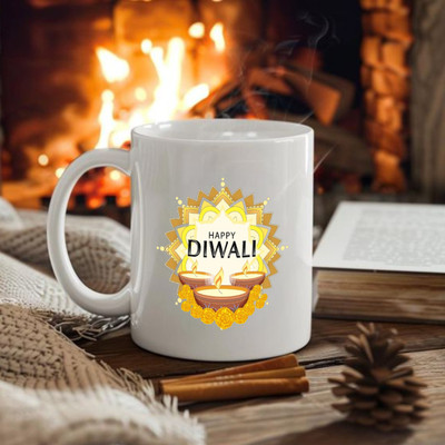 RUDRA CRAFT Elegant Diwali-Themed – Perfect Gift for Loved Ones Ceramic Coffee Mug(330 ml)
