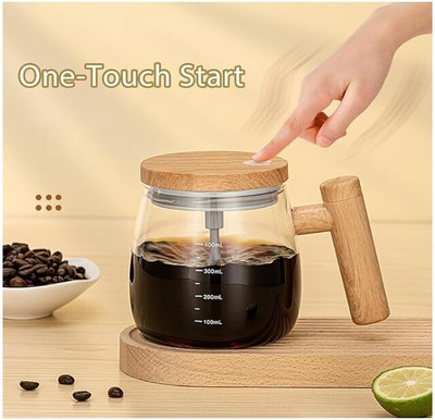 OLMEO Glass Automatic Stirring Cup For Coffee/Milk/Protein Powder Home/Office/Travel Plastic Coffee Mug(400 ml)