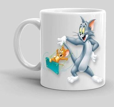 Soulfox Premium Quality Tom And Jerry Theme Printed Glossy Finished Ceramic Coffee Mug(350 ml)