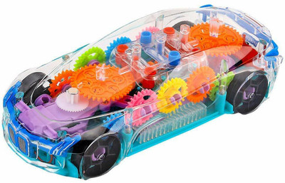 Adhira Toys 360° Rotate Transparent Electronic Car with Colorful Light and Music-Bump and Go(Multicolor)