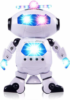 TOYACHI Naughty Dancing Robot with 3D Flashing Lights & Music Multicolor71(White)