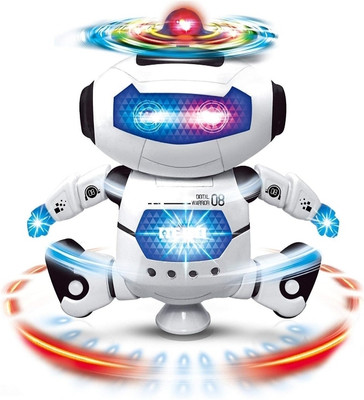 TOYACHI Naughty Dancing Robot with 3D Flashing Lights & Music Multicolor48(White)