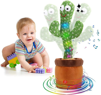 SALEOFF Dancing Cactus Repeats What You Say,Electronic Plush Toy with Lighting(Green, Brown)