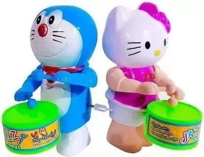 PRVPASHION Dancing Musical Drum Toy Key Operated - Fun Toy for Kids (Hello Kitty) Pack of 2(Multicolor)