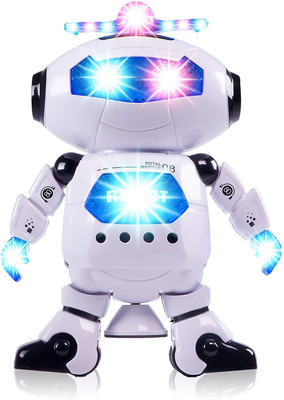 TOYACHI Naughty Dancing Robot with 3D Flashing Lights & Music Multicolor73(White)