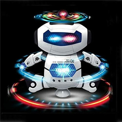 TOYACHI Naughty Dancing Robot with 3D Flashing Lights & Music Multicolor3(White)