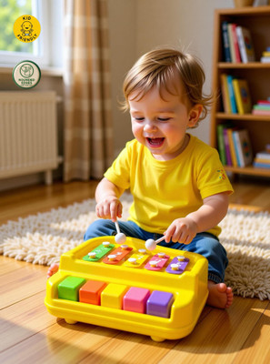 SMARTKIDS 2-in-1 Piano & Xylophone | Battery-Free Music Toy for Kids(Multicolor)