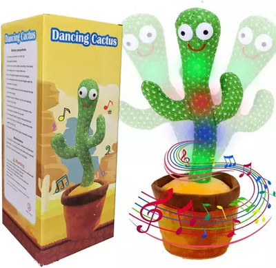 Seashot Dancing Cactus Repeats What You Say,Electronic Plush Toy with Lighting,Singing(Multicolor)