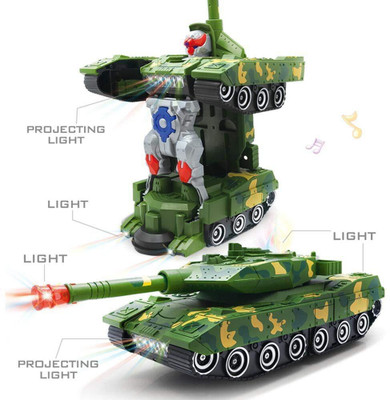 yogi 2 in 1 Musical Army Tank Cum Robot Toy With Colorful Lights(Green)