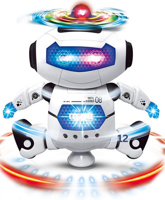 TOYACHI Naughty Dancing Robot with 3D Flashing Lights & Music Multicolor4(White)