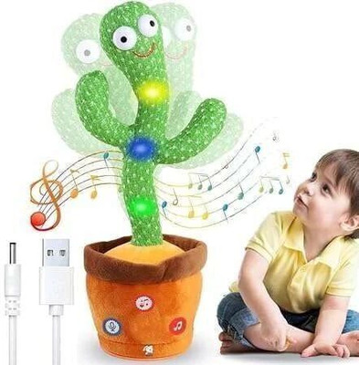 TAPUJI Dancing & Singing Cactus with Lighting, Voice Recording & Repeat Words Kids Toy(Green)