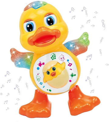 Zyamalox Dancing Duck Toy with Music, Lights, and Real Dancing Action - Ideal for Babies(Yellow)
