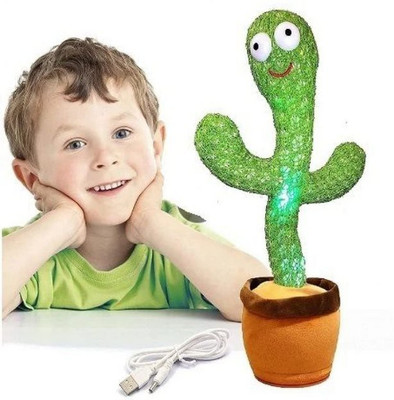 AS TRADERS Cactus Toy Talking Cactus Plant Plush Toy Dancing Cactus 100(Green)