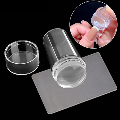 parspar Nail Stamping Head With A Lid Scraper Silicone Polish Printing Art Stamp(Clear)(Transparent)