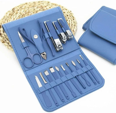 GoldPaddy 12/16Pcs Manicure Set Steel Nail Clippers, Scissors, Ear Spoon, Grooming Kit