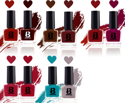 BANETION Hd Color Nail Polish Set (Combo ) -06 RedMatte,Mahroon