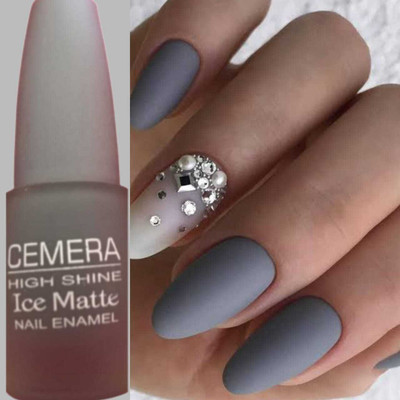 Cemera Charcoal Gray Ice Matte Nail Paint Grey