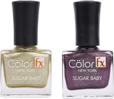 Color Fx Nail Enamel, Sugar Baby Collection Pack of 2, Gel like finish, Vegan-18ml Multicolor(Pack of 2)