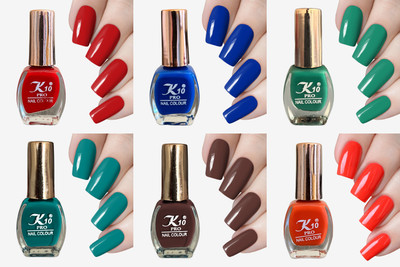 K10 Quick dry Long lasting Matte Nail Polish combo set (7ML Each) Red,Blue,Green,Teal,Brown,Orange(Pack of 6)
