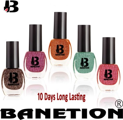 Banetion Matte long lasting Nail Paint Combo Nail polish 35 Red, Pink, Brown, Purple, Green(Pack of 5)