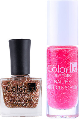 Color Fx Nail Cuticle Scrub & Nail Enamel 201-173 Multicolor(Pack of 2)