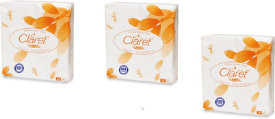 CLARET SOFT & NATURAL 33X33CM PAPER NAPKINS - 3 PLY 50 PULLS (PACK OF 3) Yellow Paper Napkins(3 Sheets)