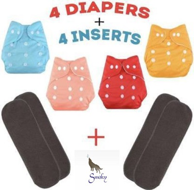 Smoky Reusable/Washable Cloth Diapers Nappies with Bamboo Insert Pads