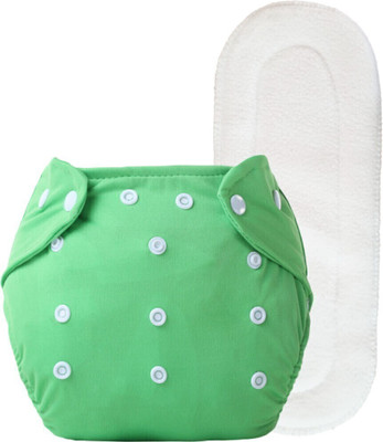 Hokista Reusable Cloth Diapers for babies, Adjustable Diaper with Inserts (GREEN)