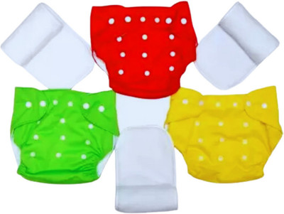 smilykid (Pack of 3 Cloth Diaper + 3 Insert), Multicolor 5 Layer Insert Washable for Baby