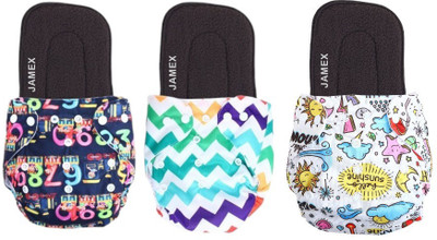 jamex Reusable Cloth Diaper for Babies 0-3Y with Dry Feel Pad/Insert