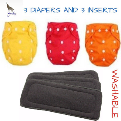 Smoky Reusable and Washable Cotton Cloth Baby Diapers with Wet Free Insert Pads