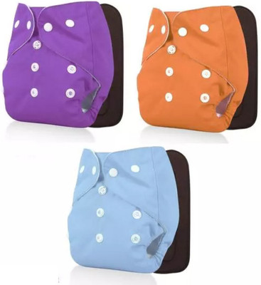 smilykid (Pack of 3 Cloth Diaper + 3 Insert), Multicolor 5 Layer Insert Washable for Baby
