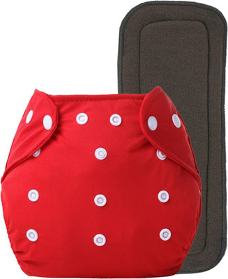 smilykid Reusable Cloth Diaper with Black Insert Pad for babies (0 to 36 months) (RED)