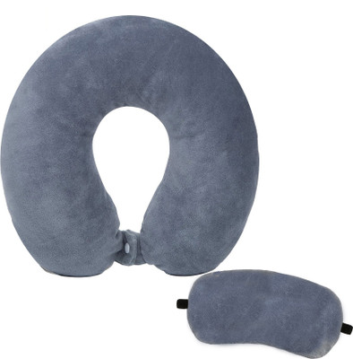 Varnar Neck Pillow With built-in elastic strap and Sleeping Eye Mask combo (Grey) Combo Neck Pillow & Eye Shade(Grey)