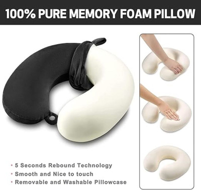 Maanisha Enterprises Soft Memory Foam Travel Neck Support Rest Pillow with Washable & Removable Cover Neck Pillow & Eye Shade(Black)