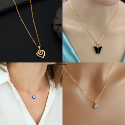 BOGHRA SALES combo pendant chain for girls Gold-plated, Rhodium Pearl, Diamond Brass, Alloy Pendant