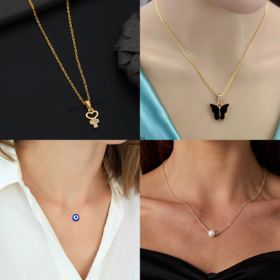 BOGHRA SALES combo pendant chain for girls Gold-plated, Rhodium Pearl, Diamond Brass, Alloy Pendant