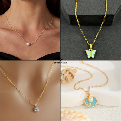 BOGHRA SALES combo pendant for girls Gold-plated Pearl, Diamond, Crystal Brass, Alloy Pendant Set