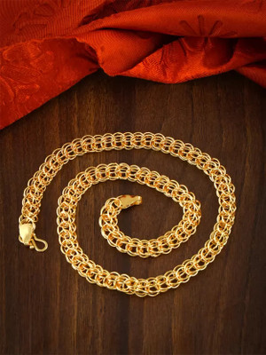 VAMIBHALAMI 1 gram High Quality Indian Polished Gold Plated GoldChain for Men and boy Gold-plated Plated Copper Chain Set