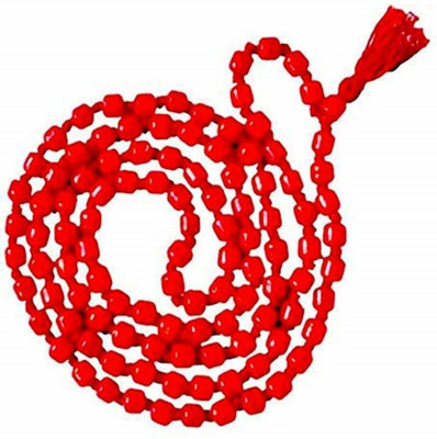 hoseki Natural Pure Red Moonga Mala A++ Quality High Gloss 108 +1 Beads Coral Stone Necklace